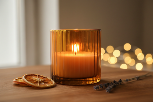 Amber Glass Candle Vessel
