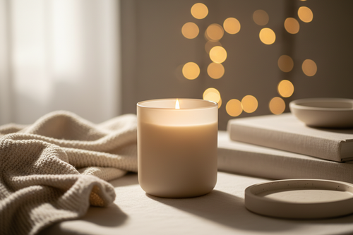 Beige Glass Candle Vessel